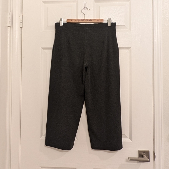 Eileen Fisher Wide Leg Pants Pull On Viscose Heathered Grey Stretch Jersey Sz PS - Picture 3 of 9